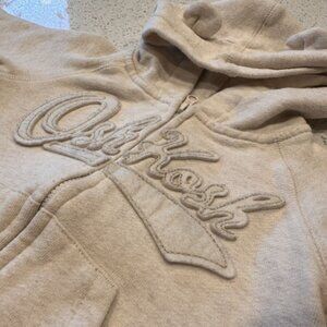 Osh Kosh Baby B'Gosh Sweatsuit One Piece Jumpsuit 18 Month Hooded Tan with Pink‎